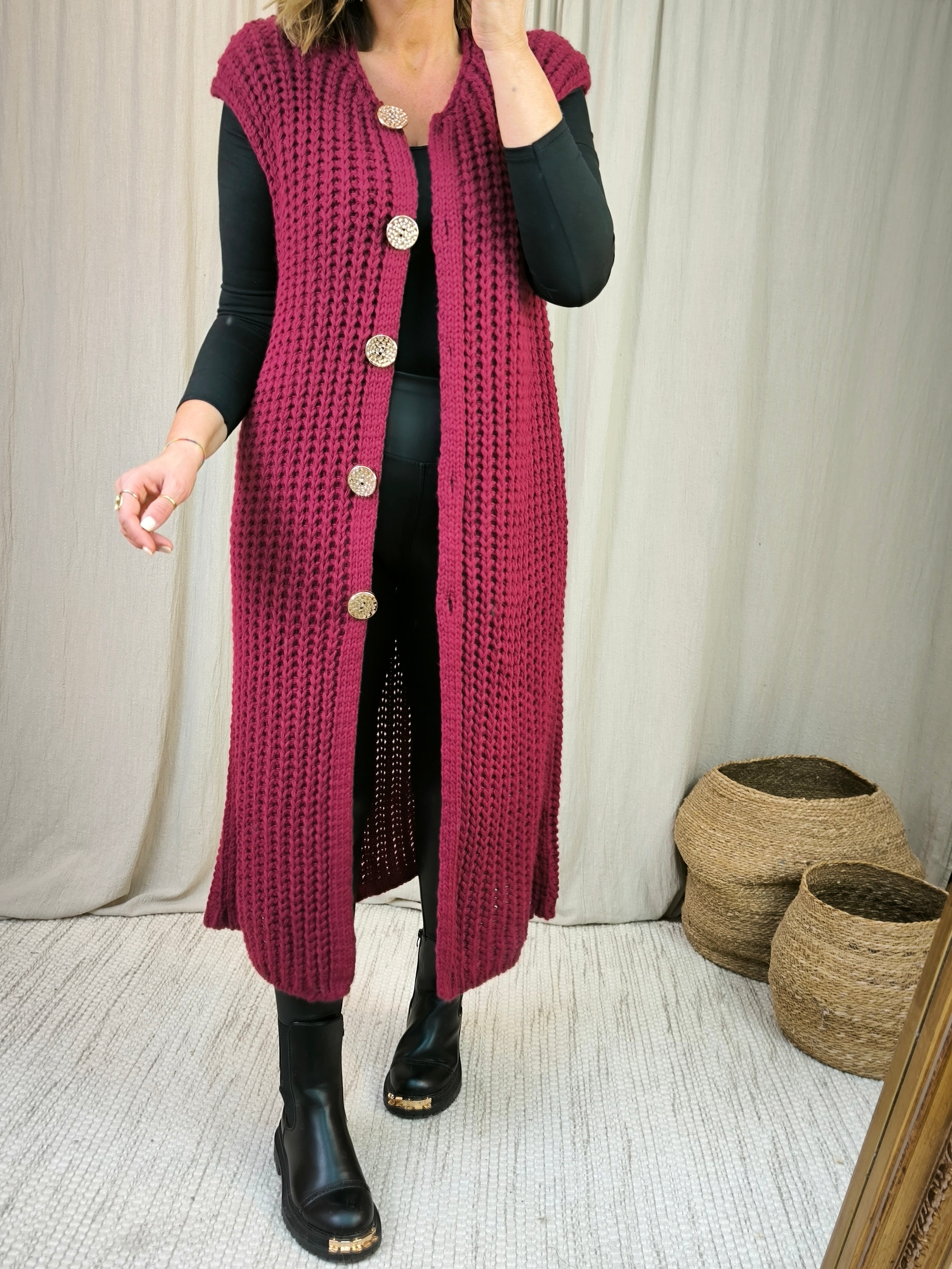 Gilet long bordeaux | Addict showroom